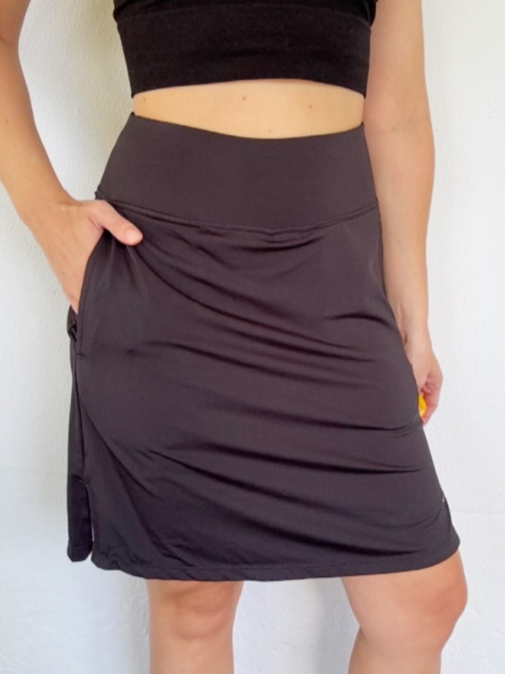 Viodia black high rise stretch layered knee-length skirt shorts skort size XS